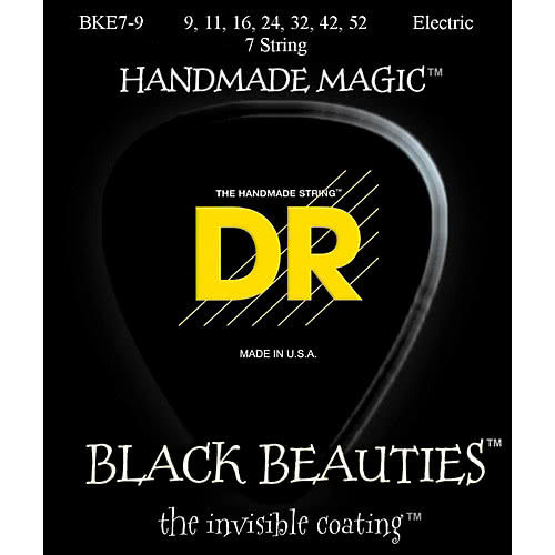 DR BKE7-9 струны 9-52 Black Beauties для 7-стр гитар с покрытием