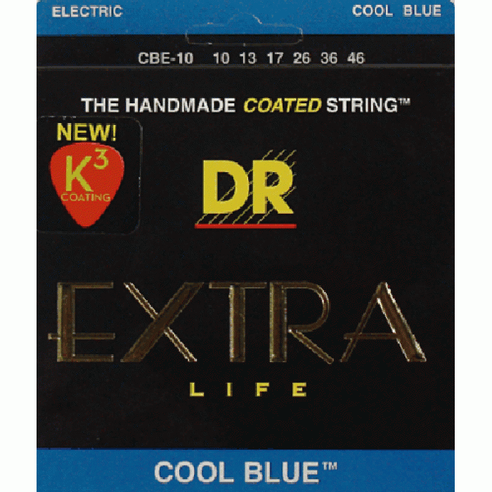 DR Strings CBE-10 струны 10-46 Cool Blue с покрытием Blue Coated